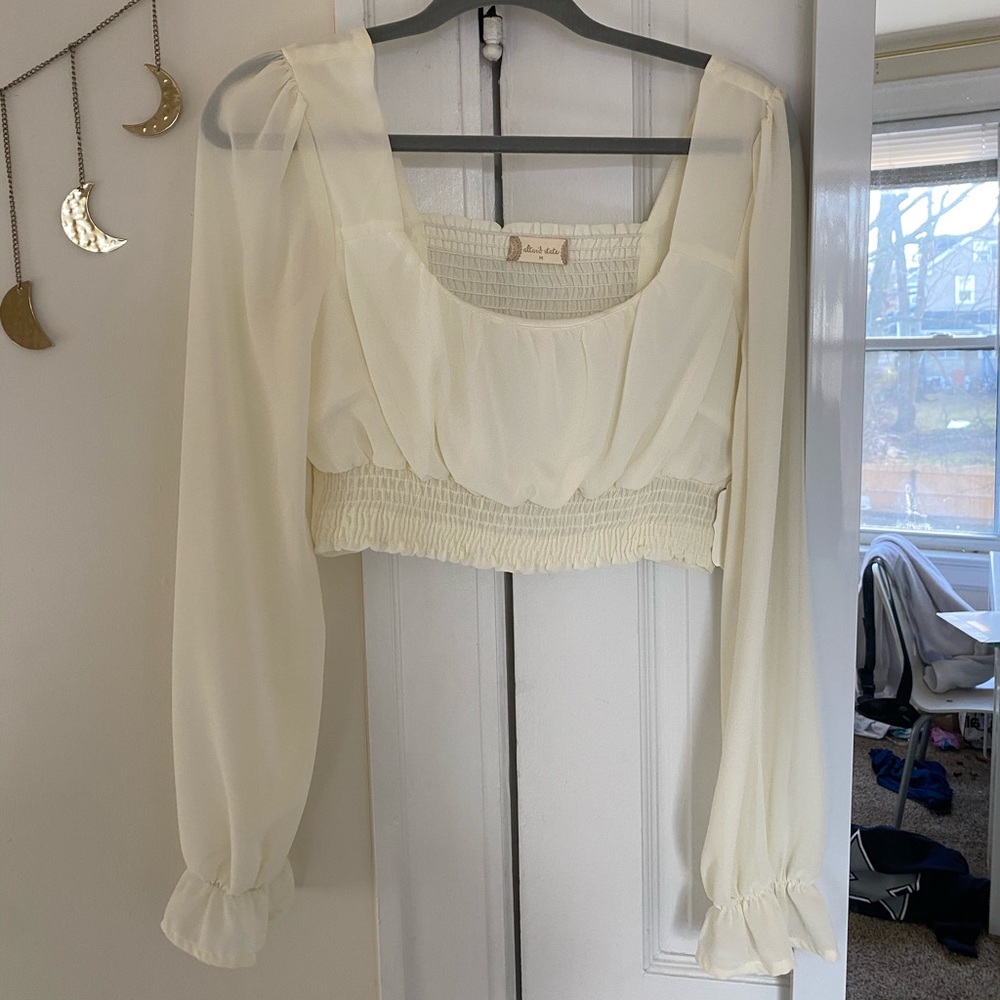 Altard State Sheer Long sleeve crop top